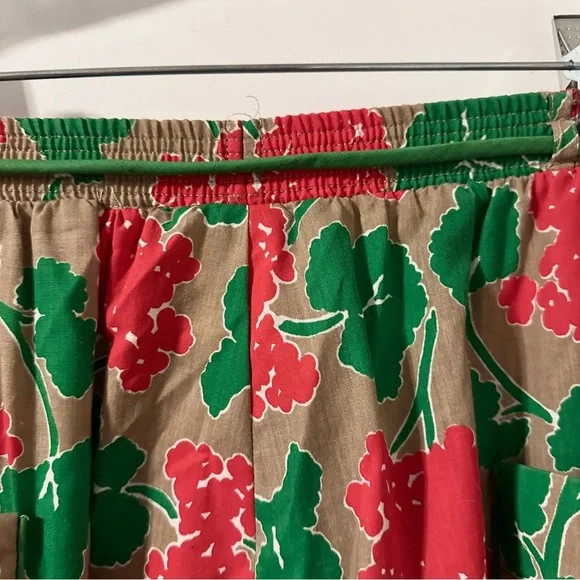 Vintage Peter Popovitch Tan Red Green Floral Skirt Women’s Size Small Spring - Picture 12 of 16
